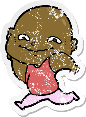 Bir insan tarafından çizilmiş ürkütücü bir çizgi filmin stresli çıkartması.