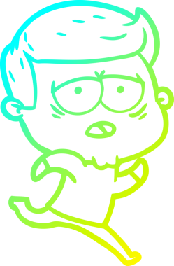 Bir insan tarafından çizilmiş, yorgun bir adamın soğuk çizgi çizimi.