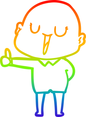 gökkuşağı gradyan çizimi mutlu bir çizgi kel adamın çizimi bir insan tarafından çizildi