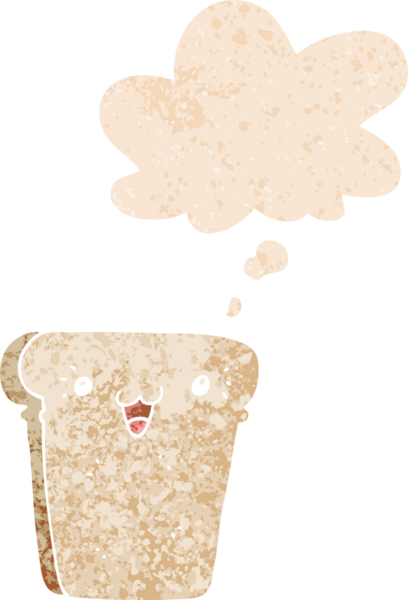 Düşünce baloncuklu çizgi film dilimi grunge sıkıntılı retro dokuma tarzı bir insan tarafından çizilmiş