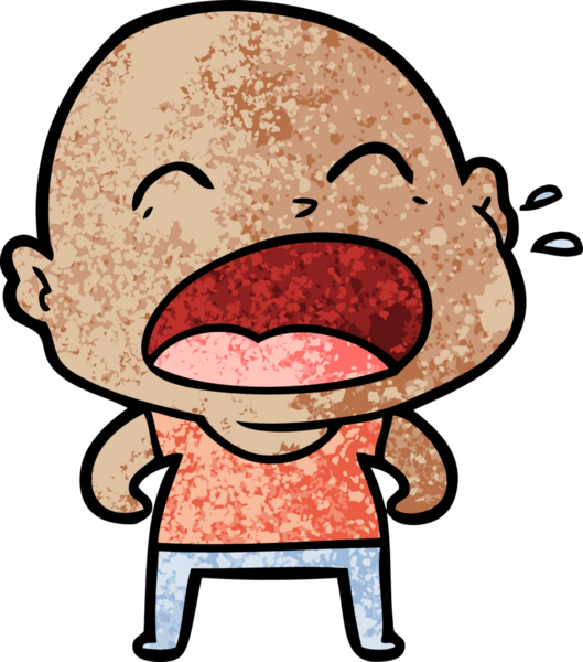 Bir insan tarafından çizilmiş kel adam diye bağıran çizgi film.