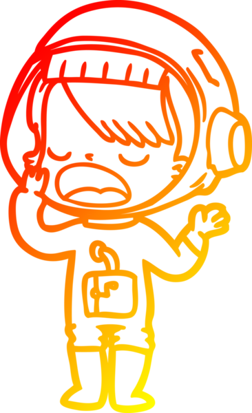 Bir insan tarafından çizilen çizgi film astronot bir kızın sıcak çizgi çizimi.