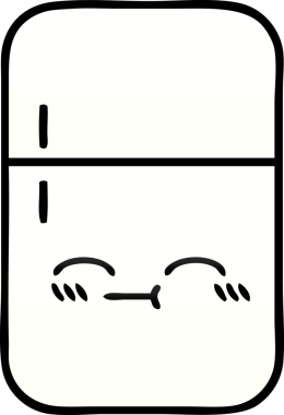 Bir insan tarafından çizilmiş bir buzdolabının gölgelenmiş karikatürü.