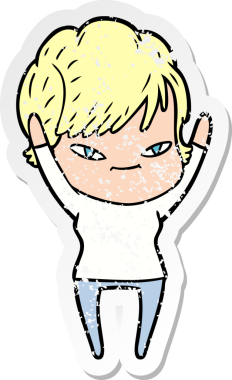 Bir insan tarafından çizilmiş mutlu bir karikatür çıkartması.