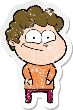 Bir insan tarafından çizilmiş mutlu bir adamın sıkıntılı çıkartması.