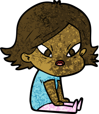 Çizgi film bir insan tarafından çizilmiş stresli kadın.