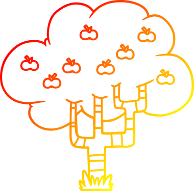 Bir insan tarafından çizilmiş bir elma ağacının sıcak gradyan çizimi
