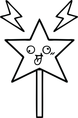 Bir insan tarafından çizilmiş sihirli bir değnek çizimi.