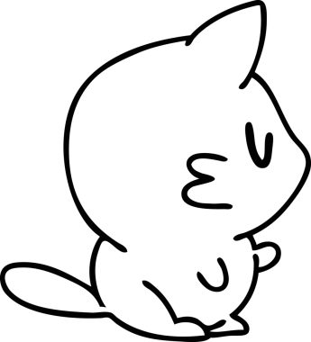 Bir insan tarafından çizilmiş küçük sevimli bir kedi çizimi.