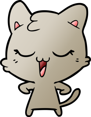 Bir insan tarafından çizilmiş mutlu çizgi film kedisi.