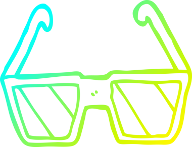 Bir insan tarafından çizilmiş çizgi film gözlüklerinin soğuk gradyan çizgileri.