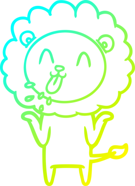 Bir insan tarafından çizilmiş mutlu çizgi film aslanı çizimi.