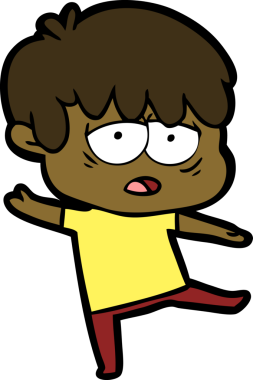 Bir insan tarafından çizilmiş bitkin çocuk çizgi filmi.