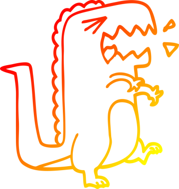 Bir insan tarafından çizilen kükreyen bir çizgi filmin sıcak gradyan çizimi