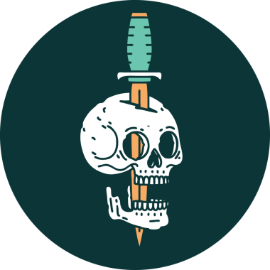 Bir insan tarafından çizilmiş bir kafatasının ikonik dövme şekli