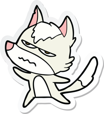 Bir insan tarafından çizilmiş kızgın bir kurdun çıkartması.