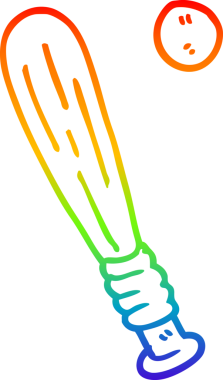 gökkuşağı gradyan çizgi çizimi bir insan tarafından çizilmiş yarasa ve top