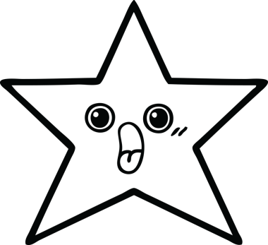 Bir insan tarafından çizilmiş altın yıldızın çizgi çizimi.