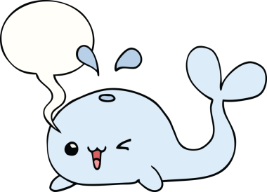 Bir insan tarafından çizilmiş konuşma balonlu çizgi film balinası