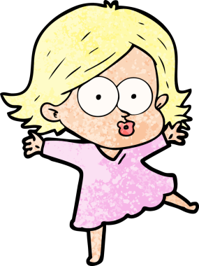 Çizgi film kızı somurtuyor bir insan tarafından