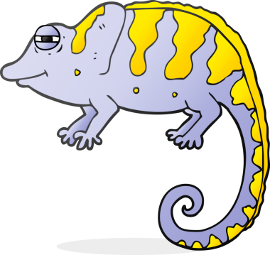 Bir insan tarafından çizilmiş karikatür bukalemunu.