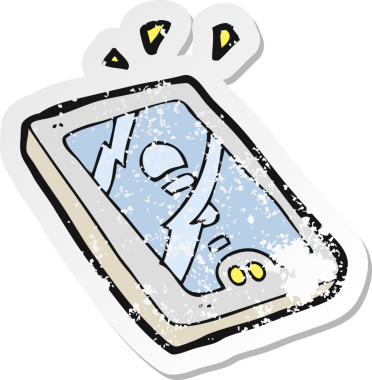 Bir insan tarafından çizilmiş bir karikatür tabletinin gerilimli etiketi.