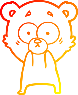 Bir insan tarafından çizilen kaygılı ayı karikatürünün sıcak çizgi çizimi