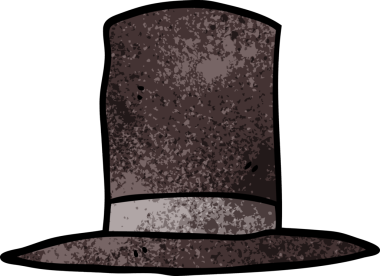 Bir insan tarafından çizilmiş karikatür silindir şapka.