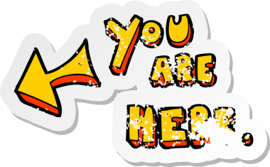 Bir çizgi filmin gerilimli retro çıkartması. Burada bir insan tarafından çizildin.