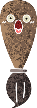 Bir insan tarafından çizilmiş bir boya fırçasının retro çizim tarzı karikatürü