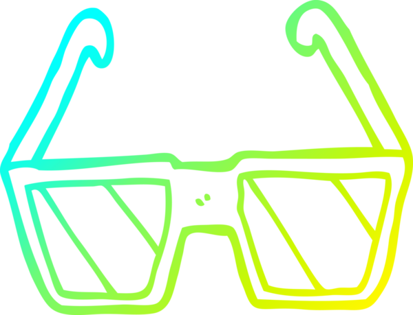 Bir insan tarafından çizilmiş çizgi film gözlüklerinin soğuk gradyan çizgileri.