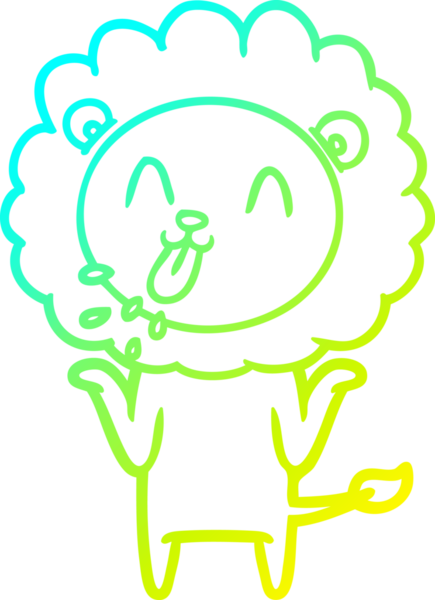 Bir insan tarafından çizilmiş mutlu çizgi film aslanı çizimi.