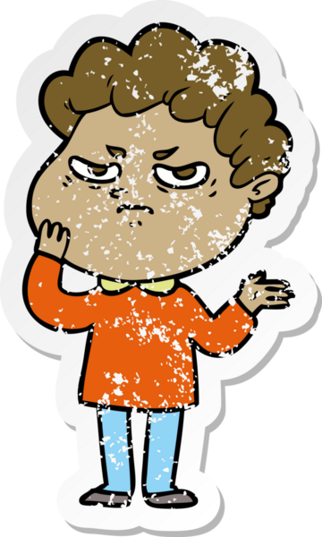 Bir insan tarafından çizilmiş kızgın bir adamın sıkıntılı çıkartması.