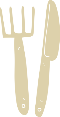 Bir insan tarafından çizilmiş plastik bıçak ve çatal.