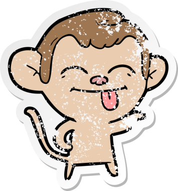 Bir insan tarafından çizilmiş komik bir maymunun sıkıntılı çıkartması.