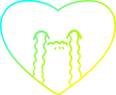 Bir çizgi filmin soğuk gradyan çizimi bir insan tarafından çizilmiş hasta bir kalp.