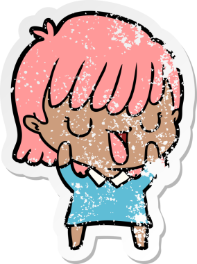 Bir insan tarafından çizilmiş karikatür bir kadının sıkıntılı çıkartması.