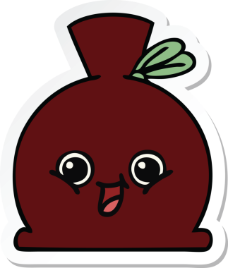 Bir insan tarafından çizilmiş şirin bir karikatür çuvalı.