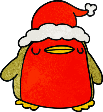 Bir insan tarafından çizilmiş Kawaii Robin 'in el çizimi karikatürü.