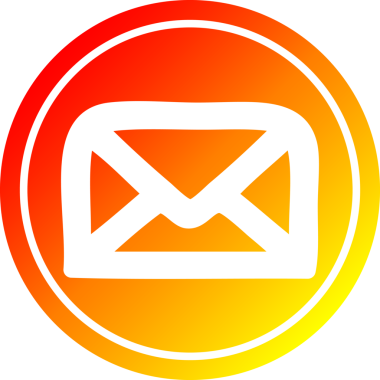 Bir insan tarafından çizilen sıcak gradyan bitiş ile zarf harfi dairesel simgesi