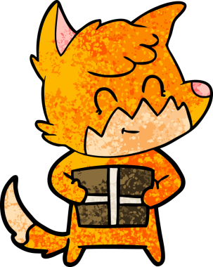 Bir insan tarafından çizilmiş, çizgi film dostu tilki.