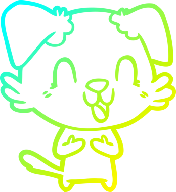 Bir insan tarafından çizilmiş gülen çizgi film köpeğinin soğuk çizgisi.