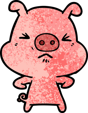 Bir insan tarafından çizilmiş kızgın domuz çizgi filmi.