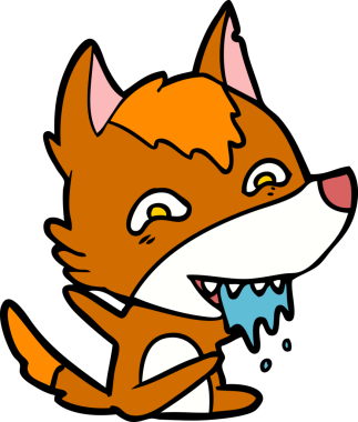 Bir insan tarafından çizilmiş tilki çizgi film karakteri