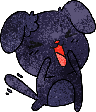 Bir insan tarafından çizilmiş, el yazısıyla çizilmiş şirin bir kawaii köpeği karikatürü.