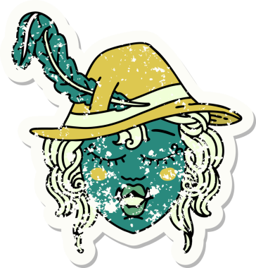 Retro Dövme Biçimli Ork karakteri bir insan tarafından çizildi