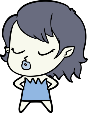 Bir insan tarafından çizilmiş şirin vampir kız çizgi filmi.