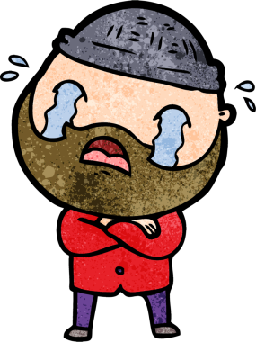 Çizgi film sakallı adam bir insan tarafından çizilmiş ağlıyor.