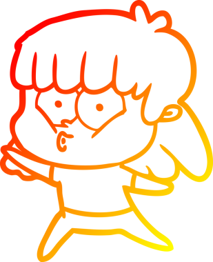 Bir insan tarafından çizilmiş, çizgi film karakteri ıslık çalan bir kız çizimi