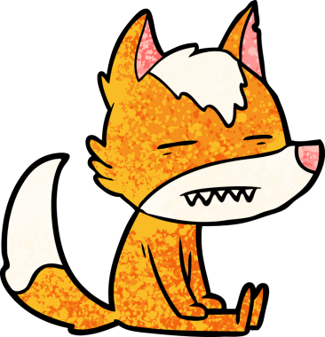 Bir insan tarafından çizilmiş tilki çizgi film karakteri